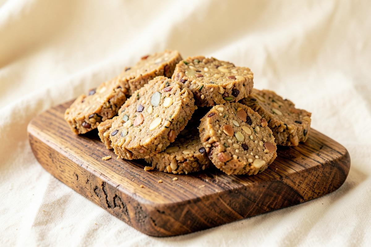 Natural single-ingredient dog treats arranged on a wooden board